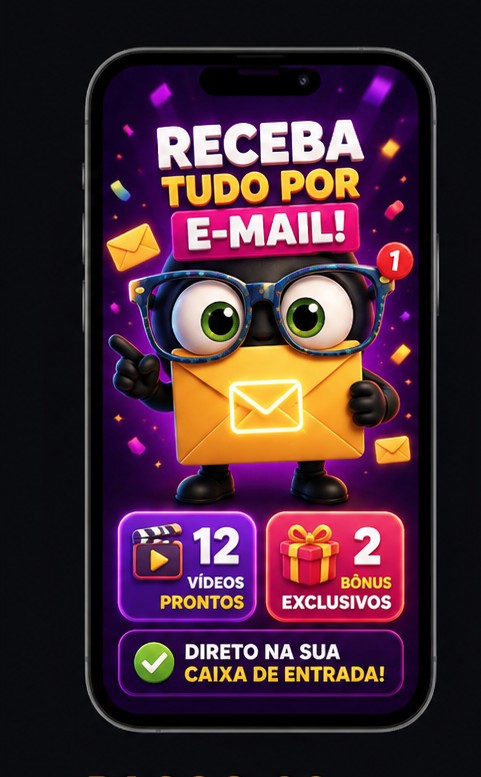 Mockup mostrando 'Recebe tudo por e-mail'